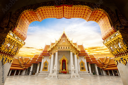 Marble Temple of Bangkok, Wat Benchamabophit Dusitvanaram, Thailand photo
