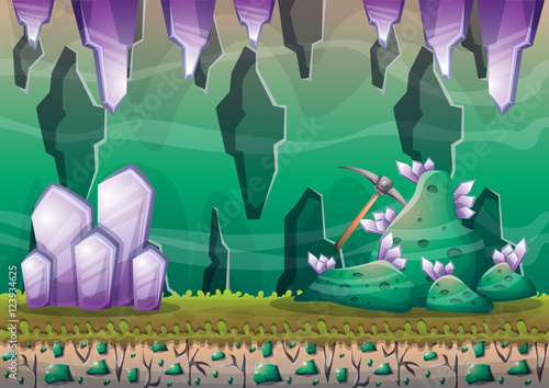 cartoon vector cave with separated layers for game and animation game design asset