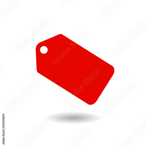 Sale Tag icon. red isolated with shadow. Flat design style. vector illustration