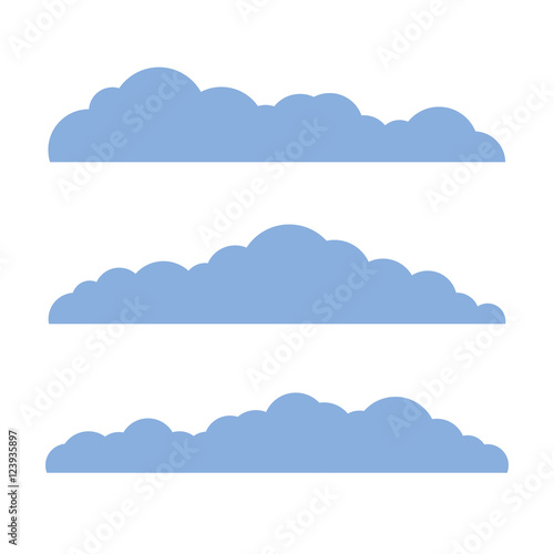 Collection of stylized fluffy cloud silhouettes. Isolated on white background. Vector illustration, eps 10.
