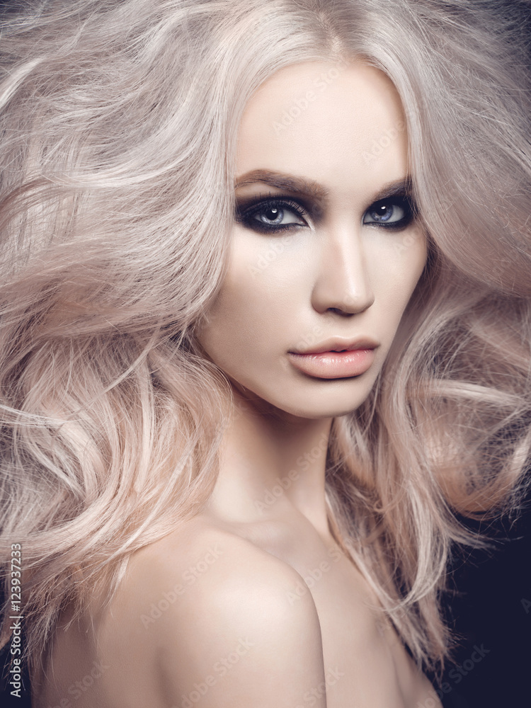 Beautiful blonde woman with smoky eyes makeup Beautiful blonde woman with smoky eyes makeup