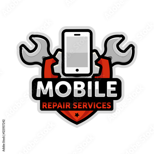 mobile repair logo emblem vector