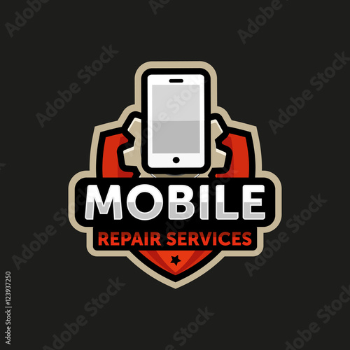 mobile repair logo icon emblem vector