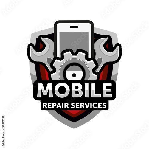 mobile repair services logo icon emblem vector