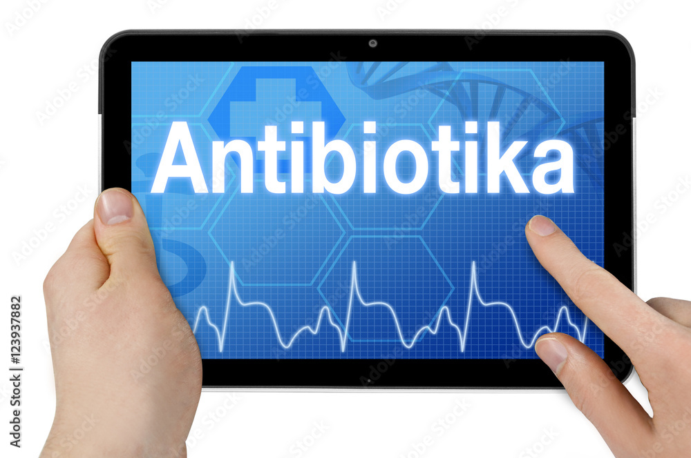 Tablet mit Touchscreen und Antibiotika Tablet mit Touchscreen und Antibiotika