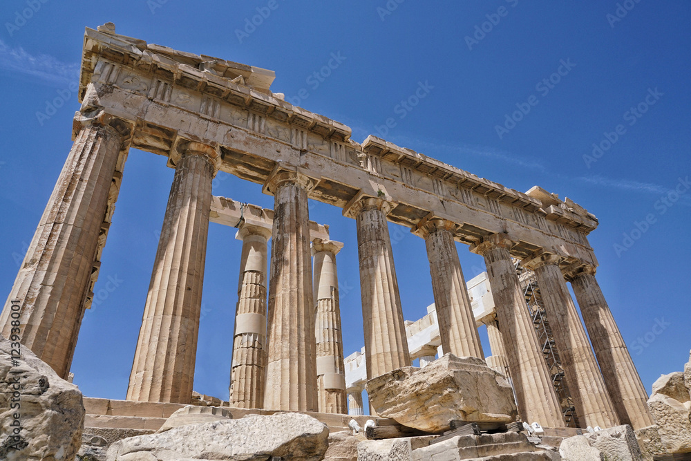 The Parthenon is a temple on the Athenian Acropolis, in Athens, Greece, dedicated to the goddess Athena, whom the people of Athens considered their patron.