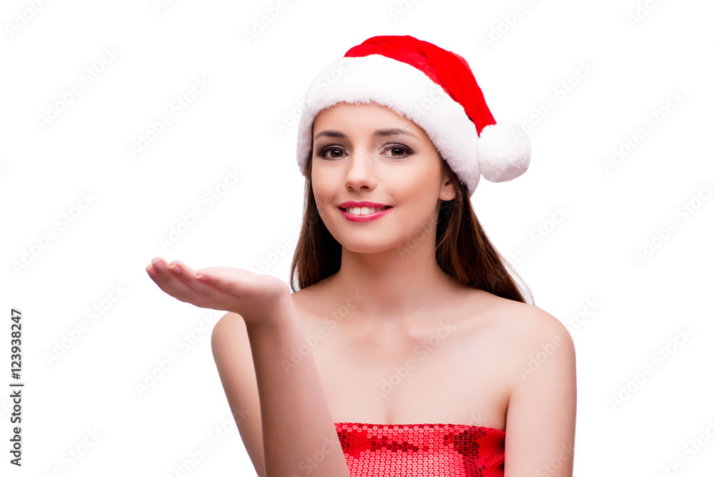 Young woman in snow girl costume in christmas concept Young woman in snow girl costume in christmas concept
