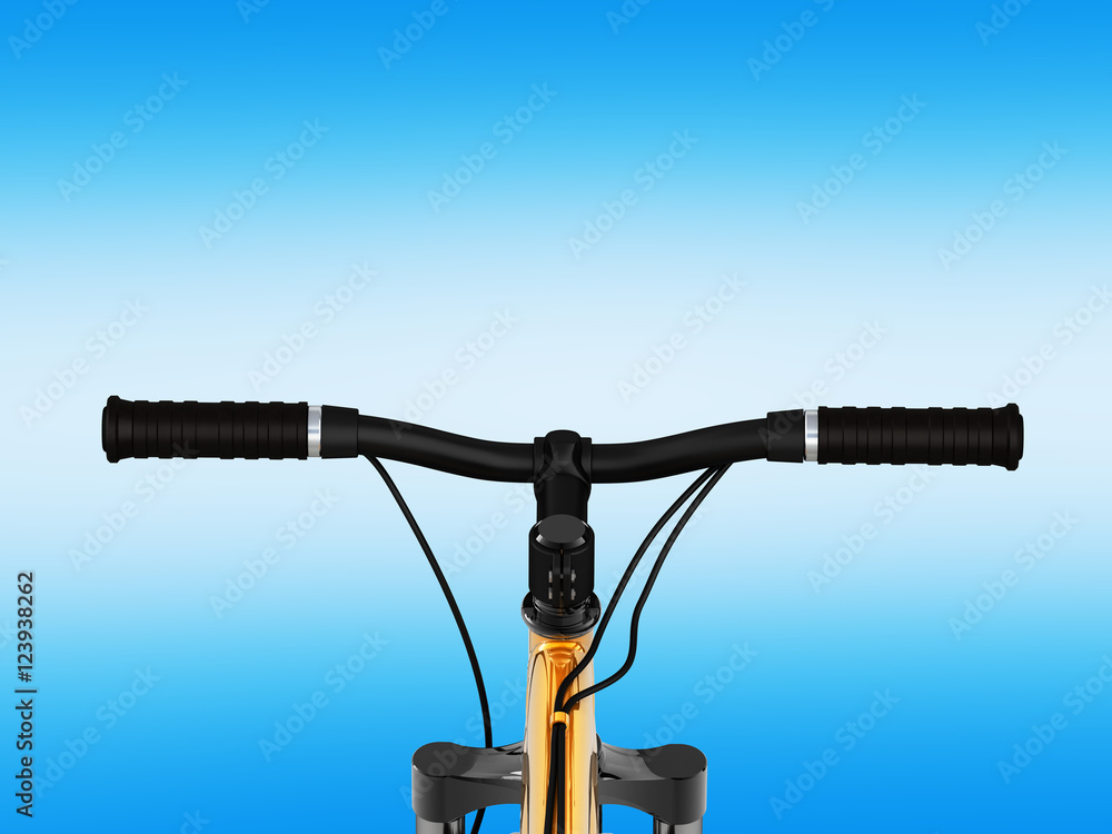 view of the bicycle handlebar on blue gradient background 3d ren view of the bicycle handlebar on blue gradient background 3d ren