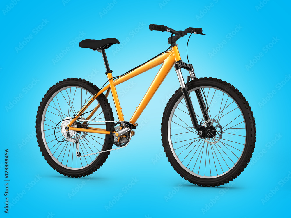 Fototapeta premium mountain bike on blue gradient background 3d illustration