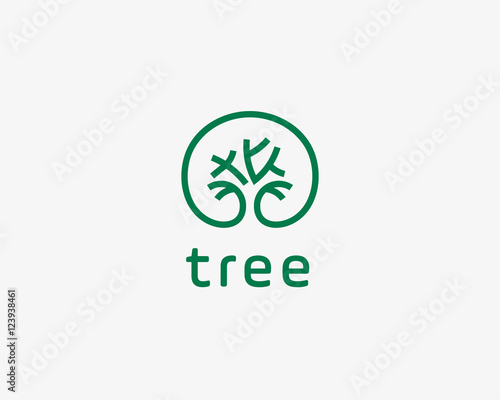 Abstract elegant tree park line logo icon design. Universal creative premium solid symbol. Graceful lined vector sign.