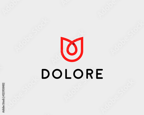 Abstract flower tulip logo icon vector design. Elegant linear premium symbol with shadow.