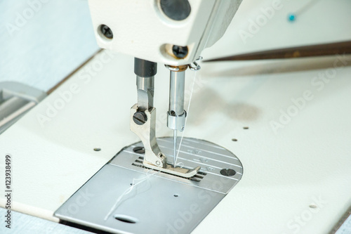 Close-up detail of the sewing machine