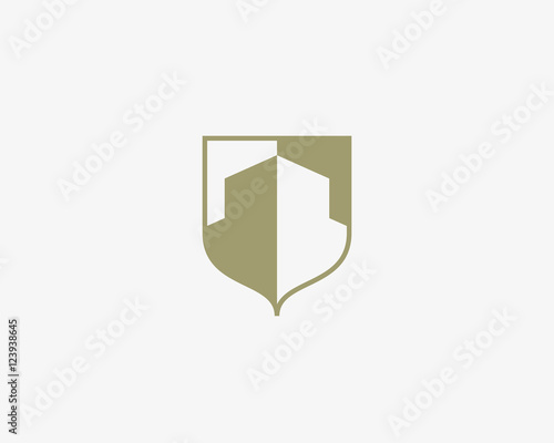 Free Download Abstract house logo design template. Premium real estate finance crest sign. Universal business foundation shield vector icon - GFXLoad