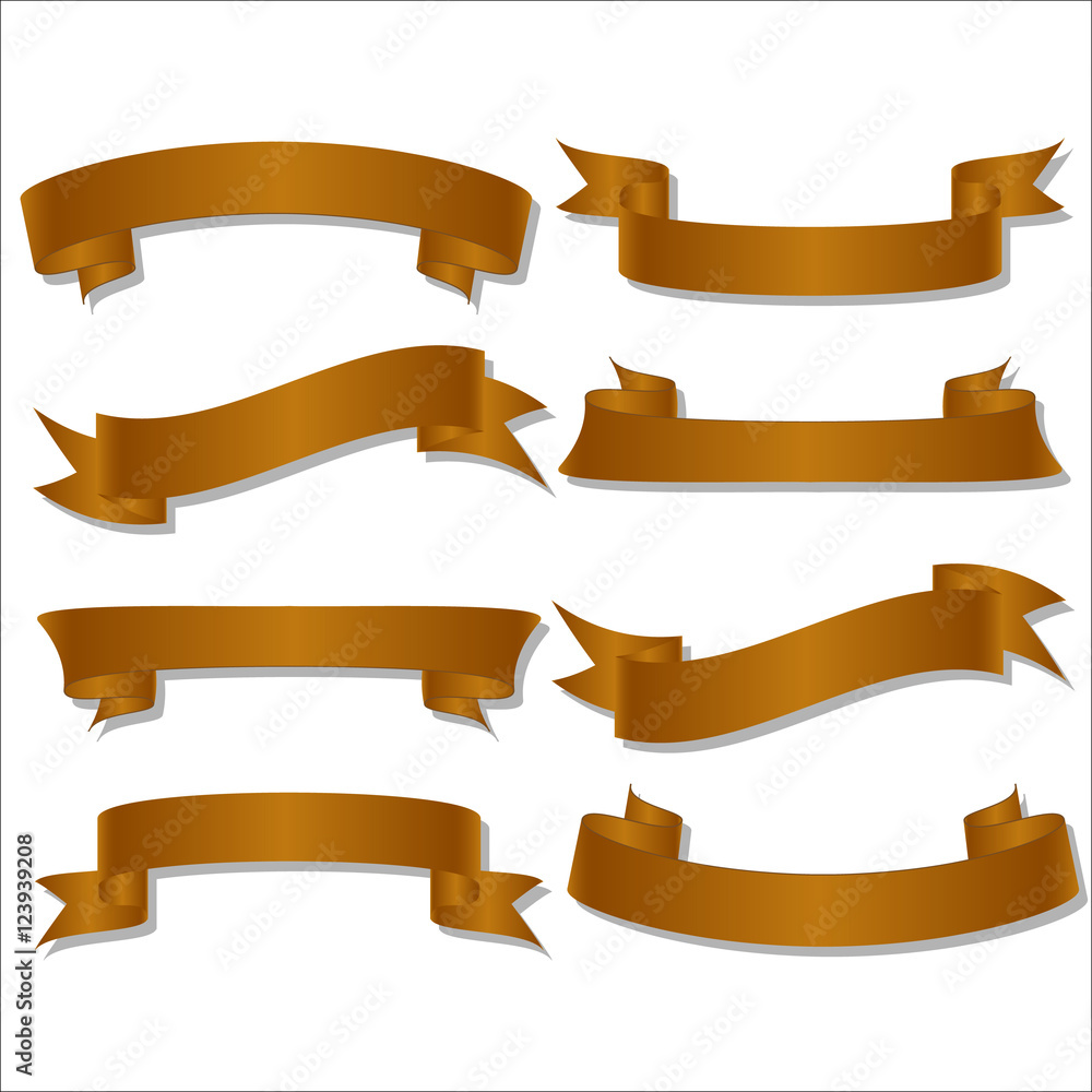 Set of beautiful festive gold ribbons. Vector illustration Set of beautiful festive gold ribbons. Vector illustration