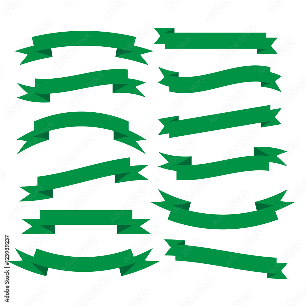 Set of beautiful festive green ribbons. Vector illustration Set of beautiful festive green ribbons. Vector illustration