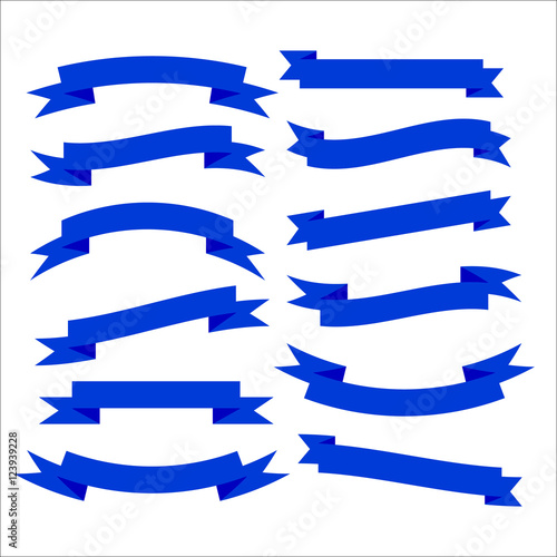 Set of beautiful festive blue ribbons. Vector illustration