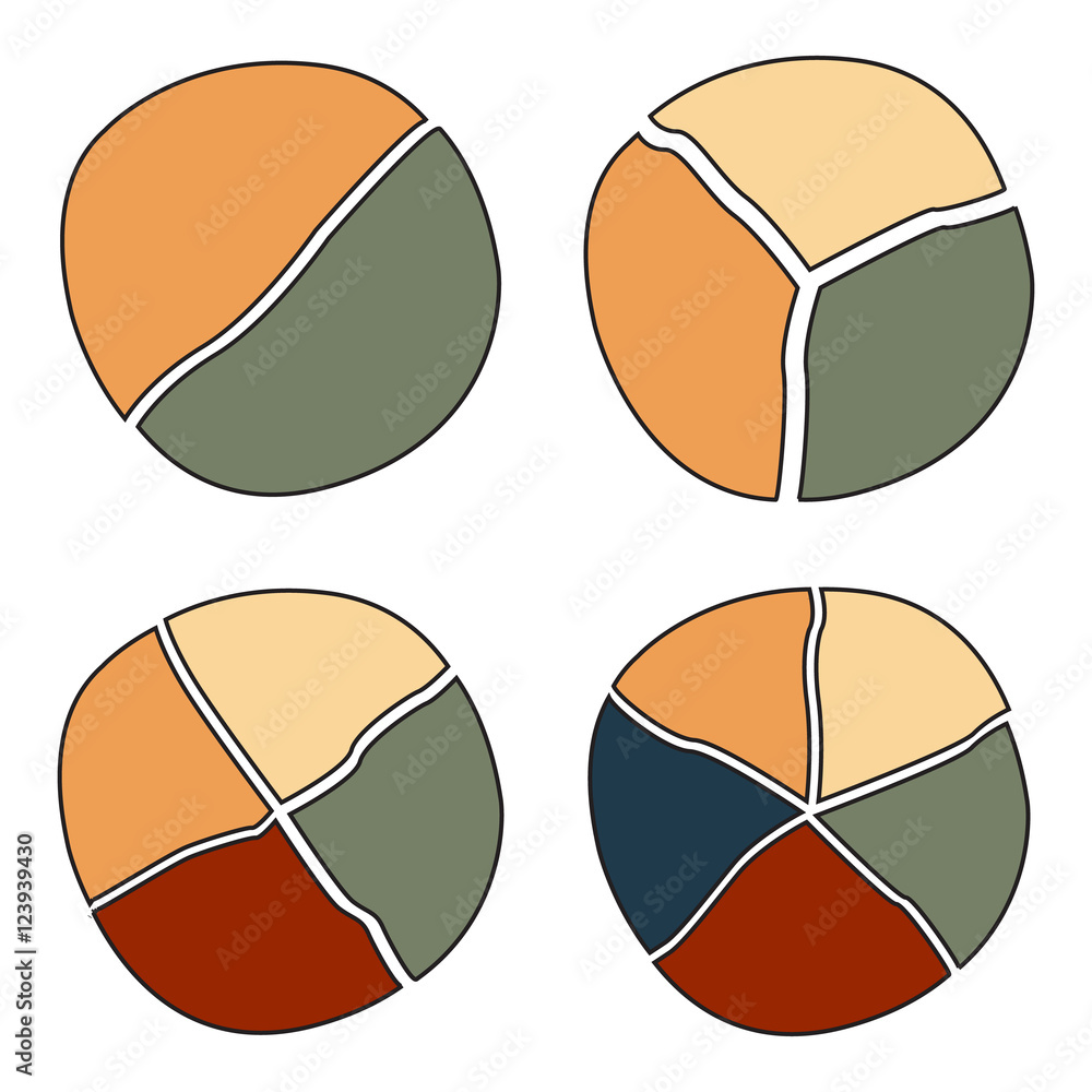 Obraz premium hand drawn graph circle set pie charts illustration round vector