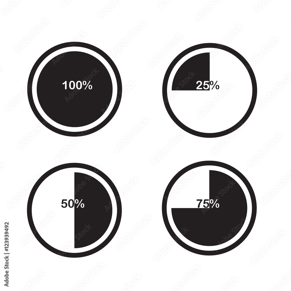 Icons Pie Graph Circle Percentage Chart Black 25 50 75 100 Set icons-pie-graph-circle-percentage-chart-black-25-50-75-100-set