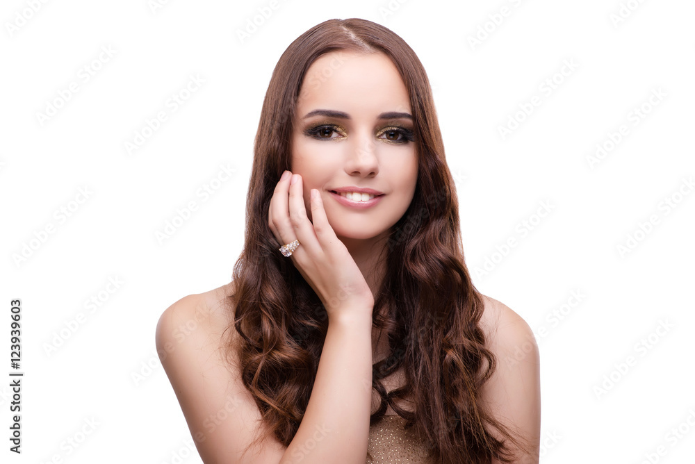 Beautiful woman showing off her jewellery in fashion concept iso Beautiful woman showing off her jewellery in fashion concept iso