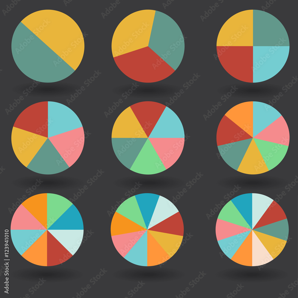 pie graph 2 3 4 5 6 7 8 9 10 circle chart set illustration round vector pie graph 2 3 4 5 6 7 8 9 10 circle chart set illustration round vector
