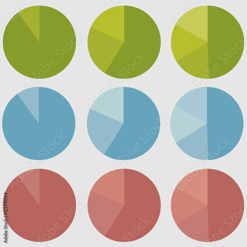 Business colorful graphs _ Pie charts _ Business concept _ Blue Green Cherry graphs vector illustration set © OnD