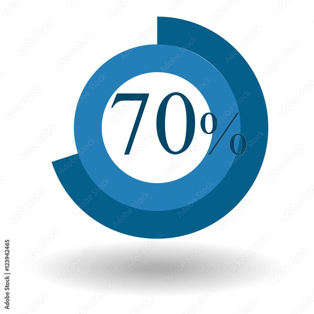 Business colorful pie chart circle graph 70 % blue vector illustration Business colorful pie chart circle graph 70 % blue vector illustration