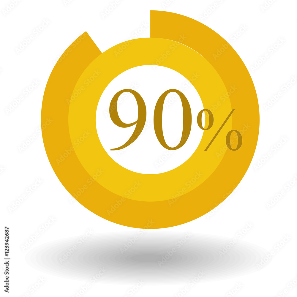 Business colorful pie chart circle graph 90 % gold vector illustration Business colorful pie chart circle graph 90 % gold vector illustration