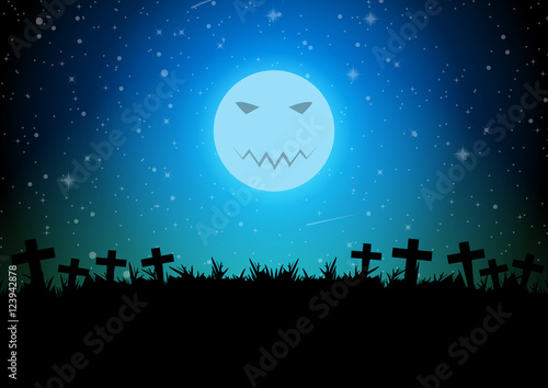 Halloween graveyard background vector illustration