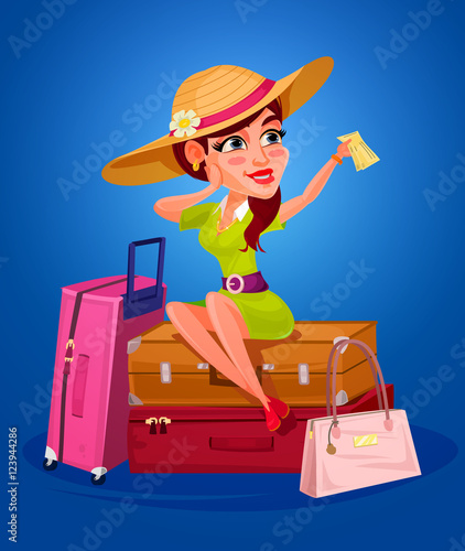 Vector illustration of a young girl - the traveler