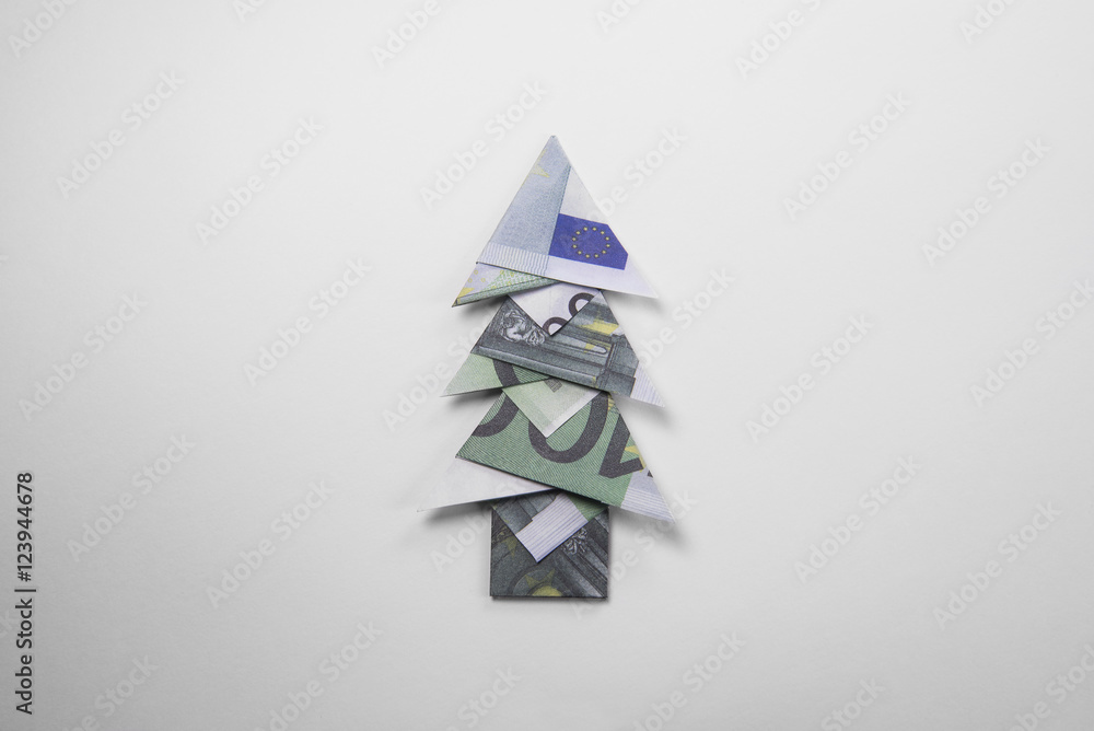 Money Origami Christmas tree Stock Photo | Adobe Stock