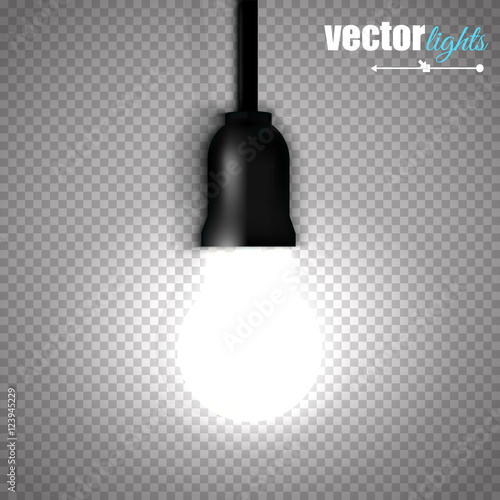 lit light bulb isolated on transparent background. Vector