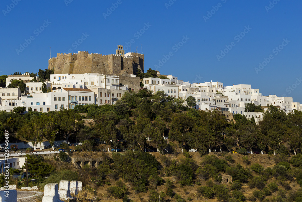 Patmos island castle monstery of evangelist Ioannis Grreece