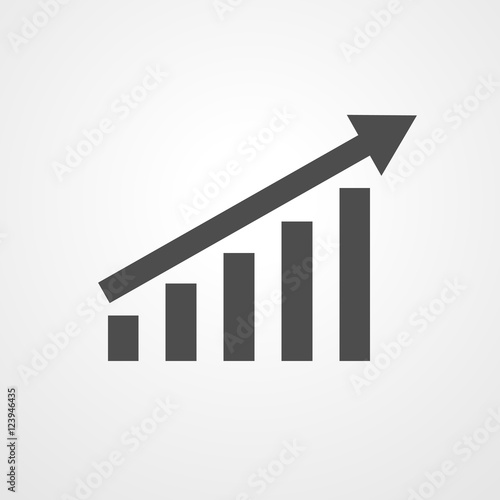 Growing bar graph icon. Vector illustration.