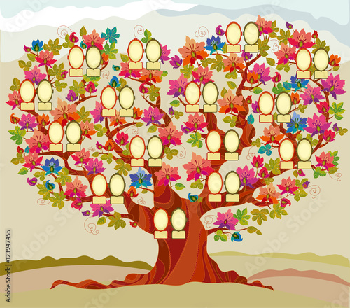 Tableau sur toile family tree vector illustration