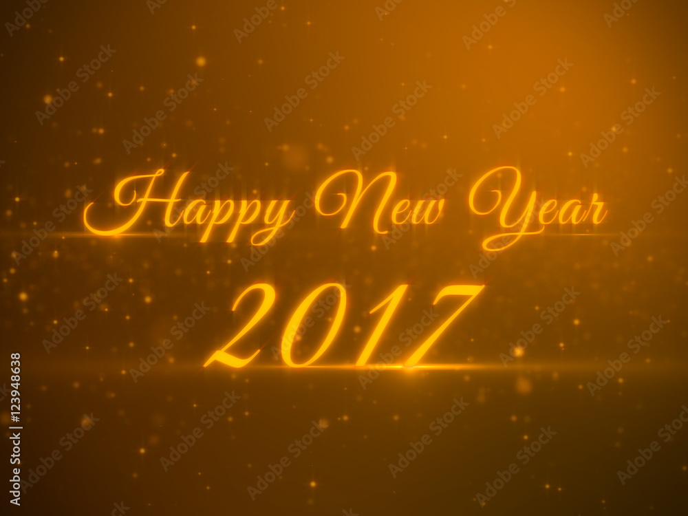 Beautiful Gold Happy New Year 2017 with Lens Flare on Particles Background - Luxury Background Design Element