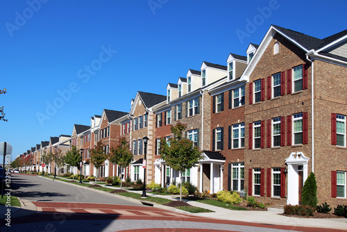 A perspective row of modern townhouses 