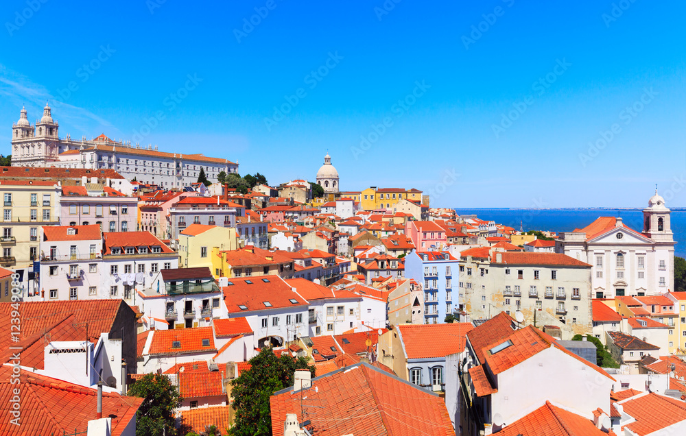 Lisbon cityscape, view of the Alfama