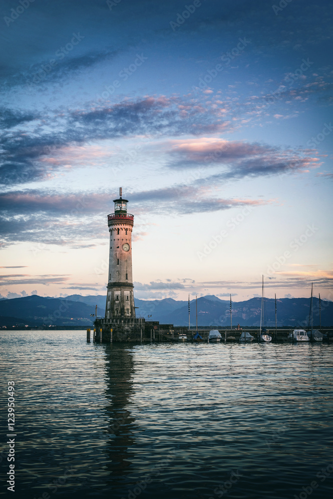 Lighthouse at the entrance to Lindau harbor