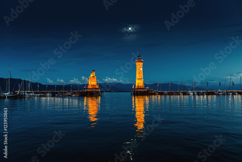 Reflection of the harbour entrance at Lindau