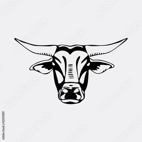 Logo, symbol, sign, stencil bull head.Unique technique. Vintage hand drawn style