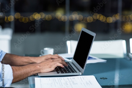 Businessman working on laptop