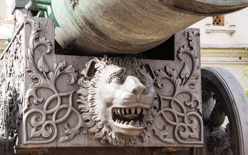 View of Tsar Cannon or King Cannon in Moscow Kremlin, Russia.