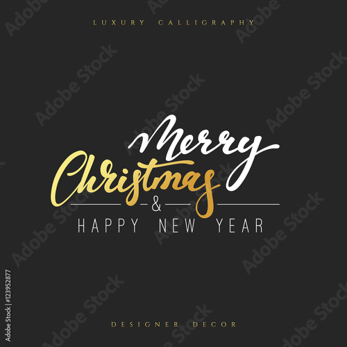 Merry Christmas and Happy new year lettering handmade calligraphy