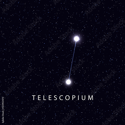 Sky Map with the name of the stars and constellations. Astronomical symbol constellation Telescopium