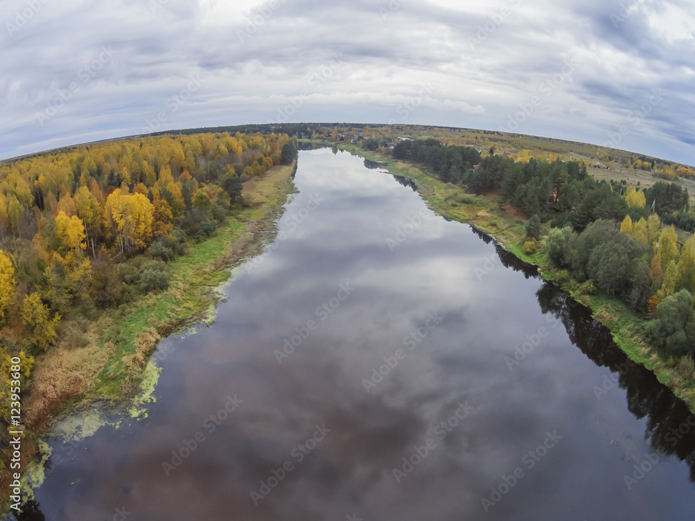 The view from the height of the river Mologa in the Tver Region.