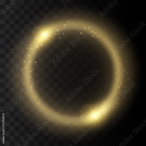 Round shiny frame background with lights. Abstract luxury light ring. Vector