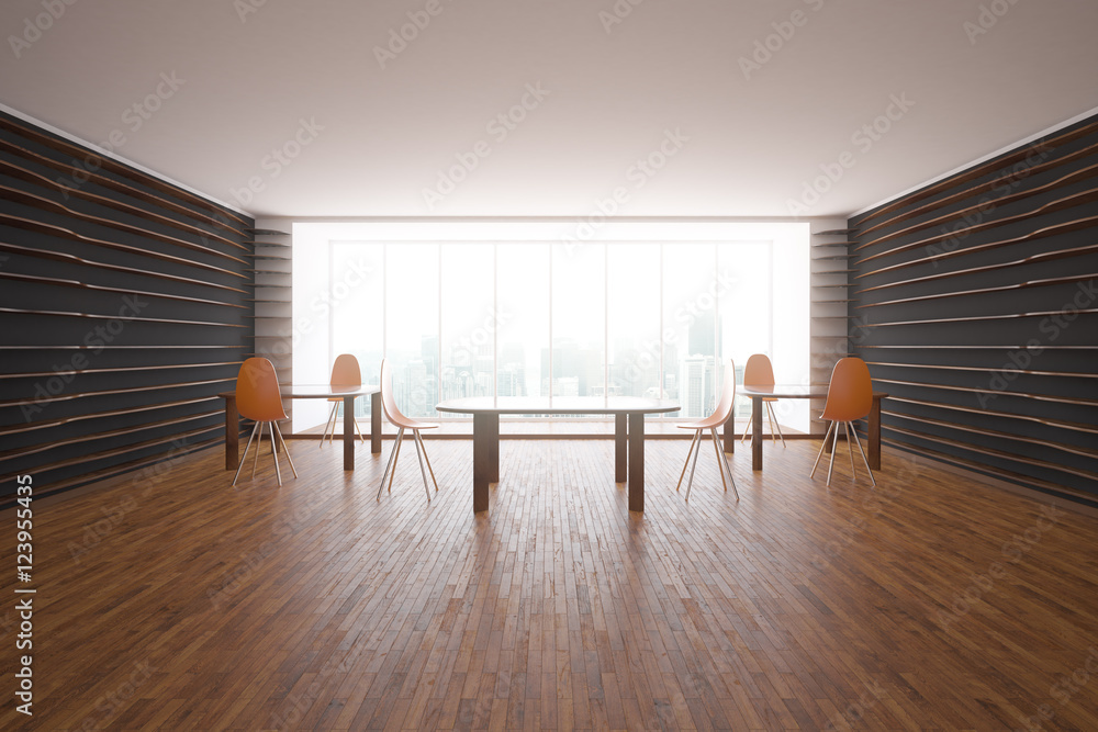 Fototapeta premium Creative interior with table and chairs