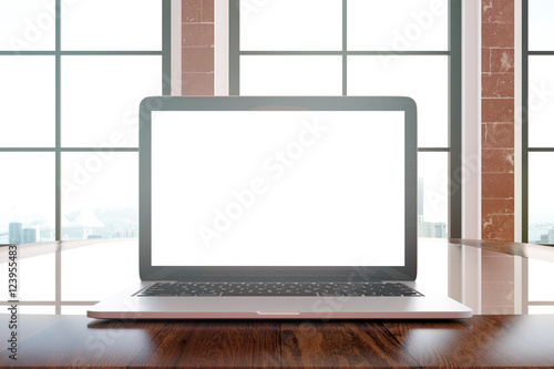 Blank laptop closeup