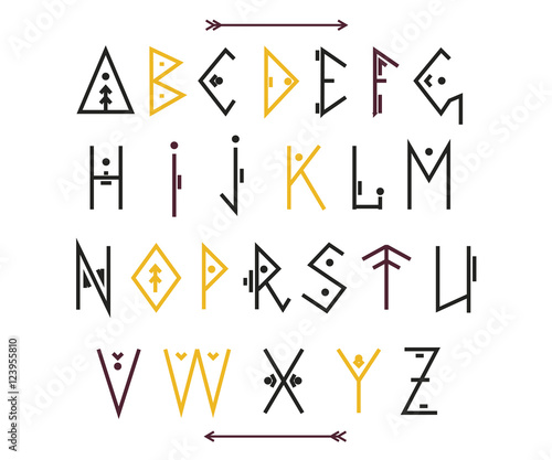 Ethnic Font. Vector Alphabet.