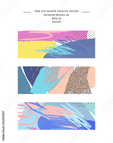 Set of Abstract creative headers. Modern artistic background. Vector. Isolated